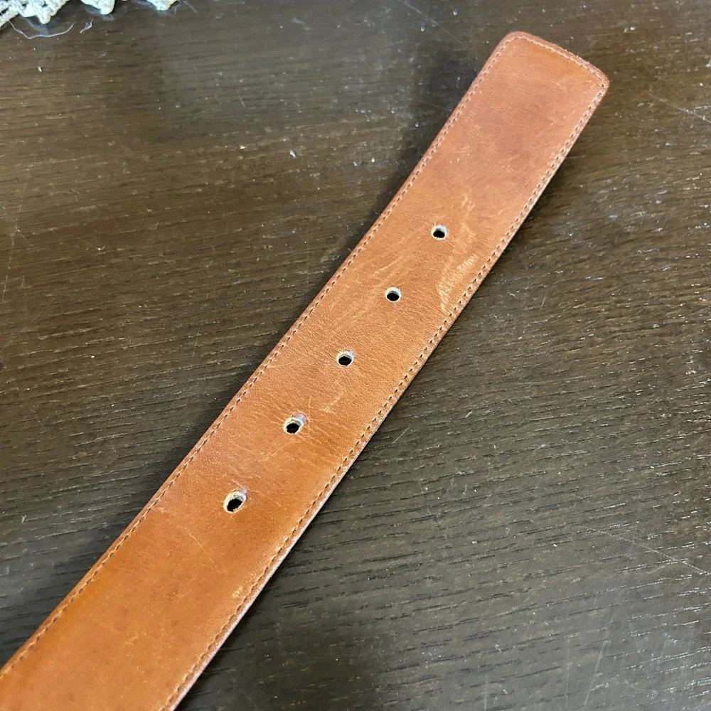 Vintage Solid Brass Buckle‎ Leather Belt, Brown Casual Belt, Women's or Men's